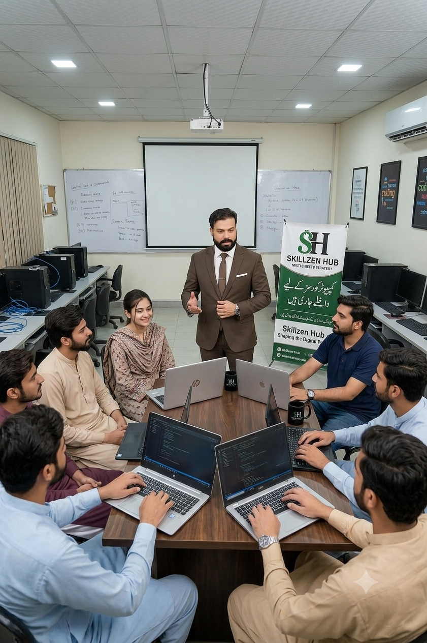 Muhammad Siddique, Founder and CEO of SkillZen Hub, delivering professional training in eCommerce, Digital Marketing, AI, Web Development, SEO, and Freelancing in Pakistan.