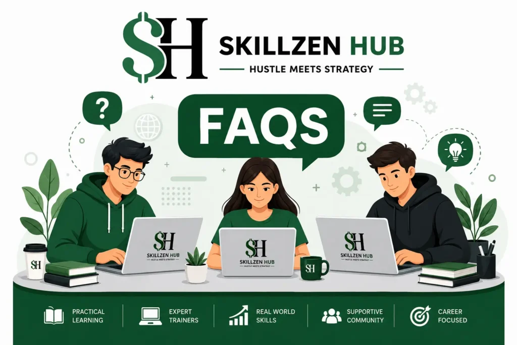 SkillZen Hub frequently asked questions about courses and digital skills training